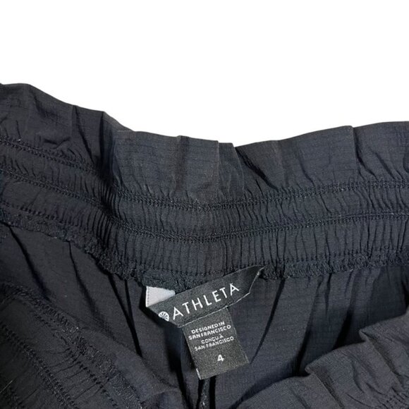 Athleta Womens pants 4 Black Lightweight Nylon Elastic Waist pull on wide leg - Picture 2 of 11